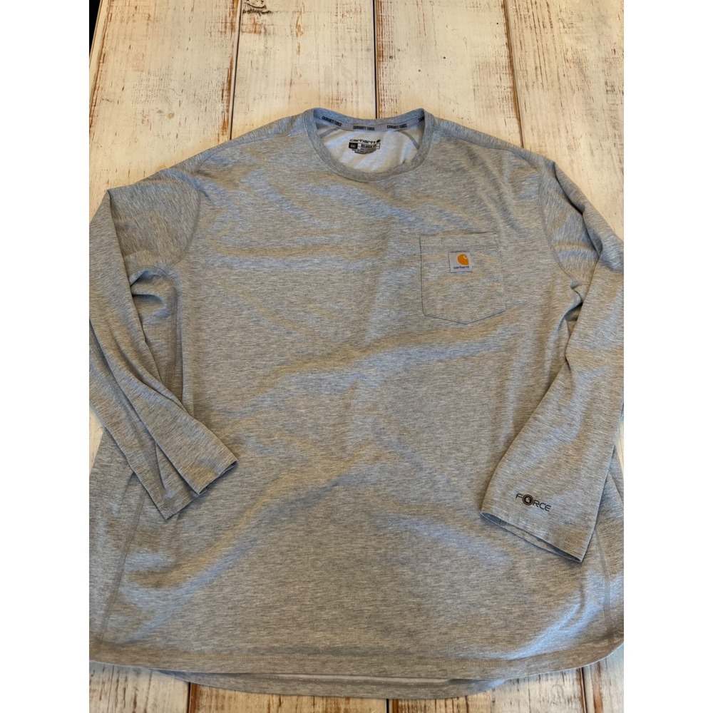 Carhartt Force Relaxed Fit Long Sleeve Pocket T-Shirt Mens 3XL Gray Heather